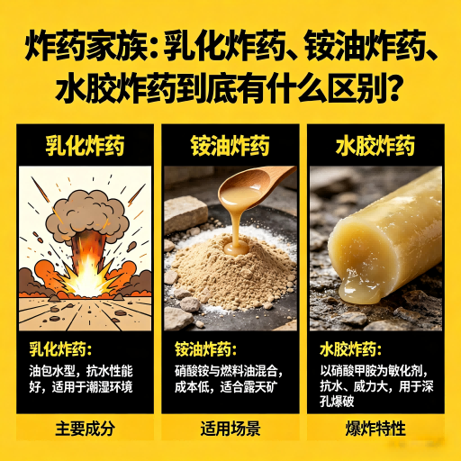 诏安炸药家族：乳化炸药、铵油炸药、水胶炸药到底有什么区别？